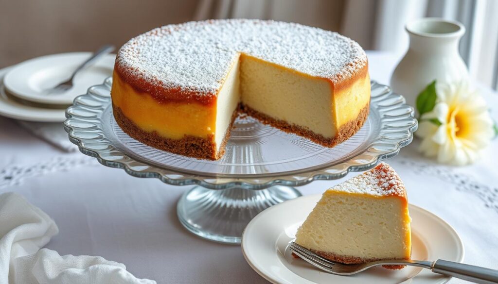 Gotowy sernik Siostry Anieli podany na eleganckim talerzu
