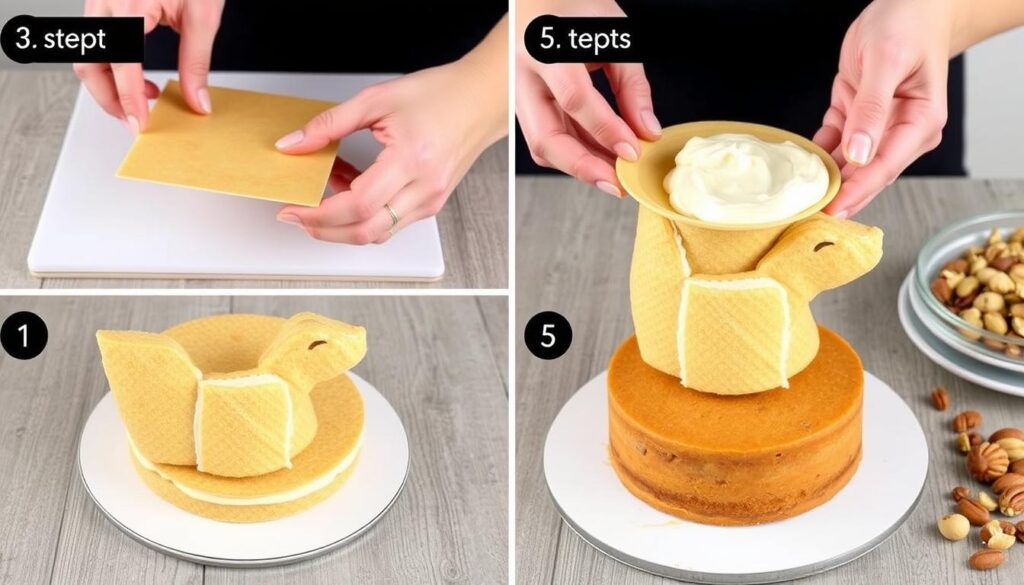 Proces składania warstw ciasta wiewiórka siostry Anastazji Proces składania warstw ciasta wiewiórka siostry Anastazji