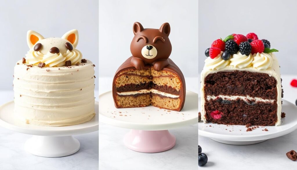 Różne warianty ciasta wiewiórka z dodatkami Różne warianty ciasta wiewiórka z dodatkami