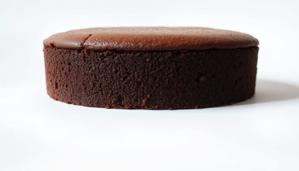 A classic and timeless chocolate sponge cake, the WZ (Wuzetka) recipe of Sister Anastazja. A moist and velvety batter, baked to perfection under soft, even lighting. The cake stands tall, its deep cocoa hue glistening subtly. Delicate crumb texture, with a hint of vanilla. Positioned centrally on a plain white backdrop, allowing the cake's inherent beauty to shine. Crisp, clean lines frame the scene, conveying a sense of elegance and simplicity. This image captures the essence of this beloved Polish dessert, ready to grace the pages of the article on the classic WZ recipe.