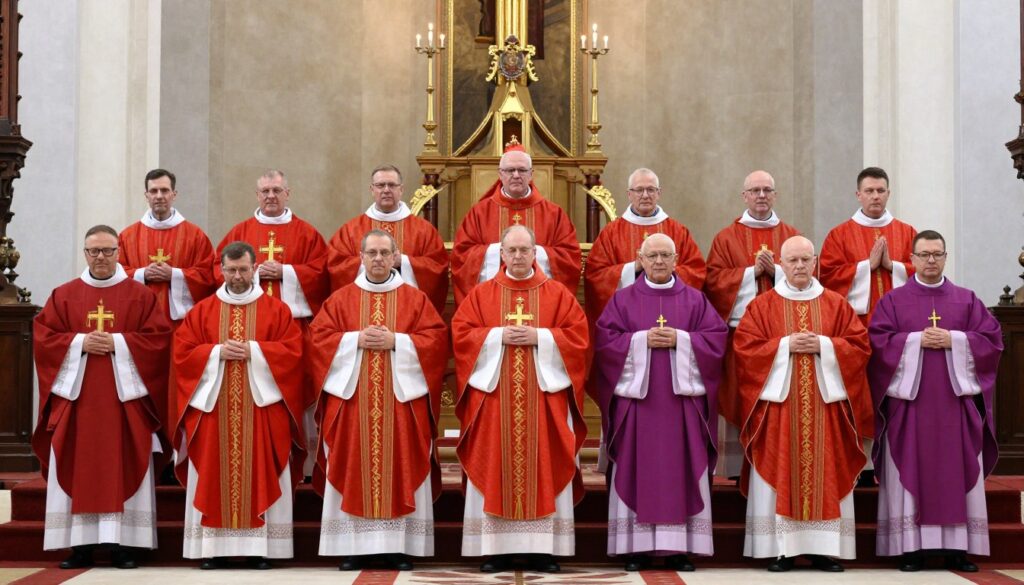 Hierarchia kościelna w Polsce - kardynałowie i biskupi podczas uroczystości