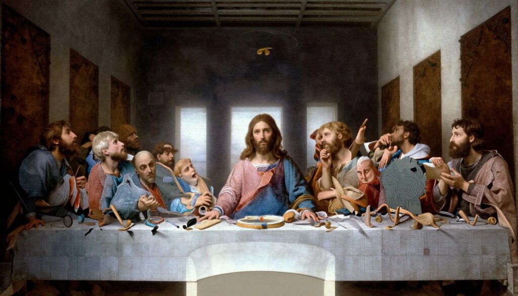 Jezus ustanawiający Eucharystię podczas Ostatniej Wieczerzy Jezus ustanawiający Eucharystię podczas Ostatniej Wieczerzy