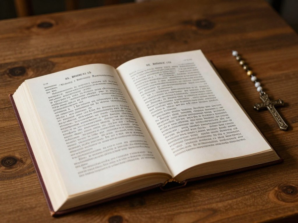 Książeczka z tekstami 15 modlitw św. Brygidy otwarta na pierwszej modlitwie