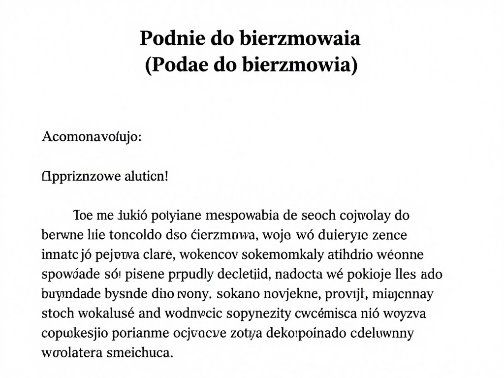 Szablon podania do bierzmowania z przykładowym tekstem