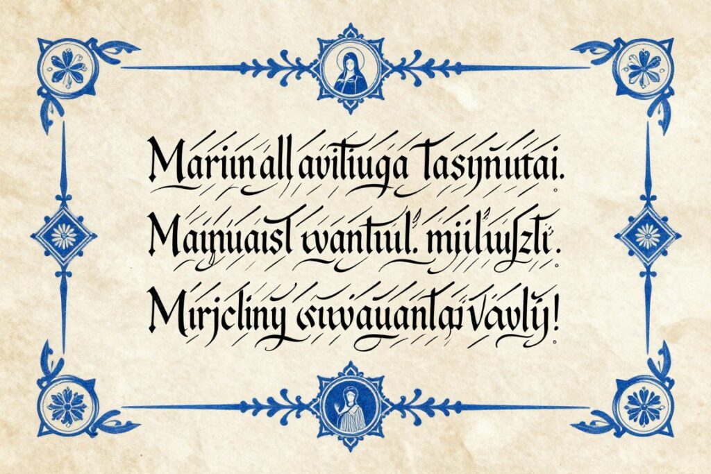 Wzór aktu zawierzenia Maryi z ozdobnymi elementami