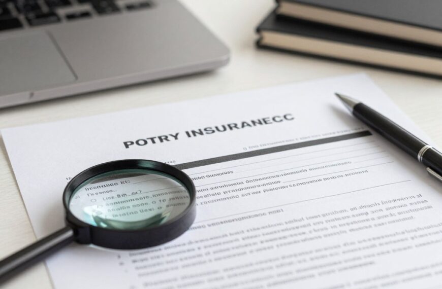 Dokumenty polisy ubezpieczeniowej na życie z lupą i długopisem