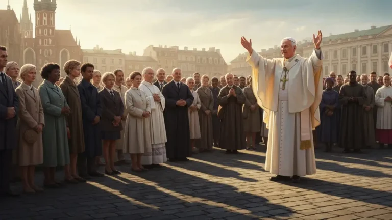 Święty Jan Paweł II podczas pielgrzymki do Polski - papież millenium błogosławi wiernych
